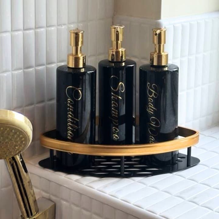 Wielorazowe butelki dozownik 3x500ml szampon żel odżywka czarno-złote biało-złote