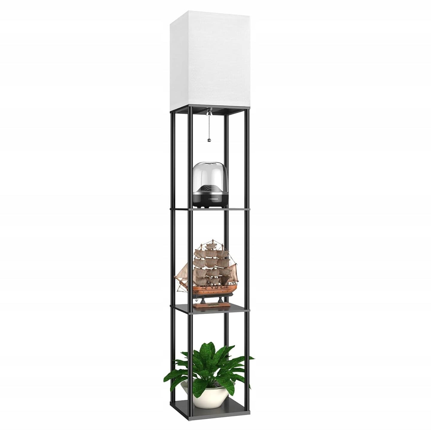Lampa Stojąca Podłogowa Lampka LED E27 Półka Regał 2w1 Do Czytania 160cm