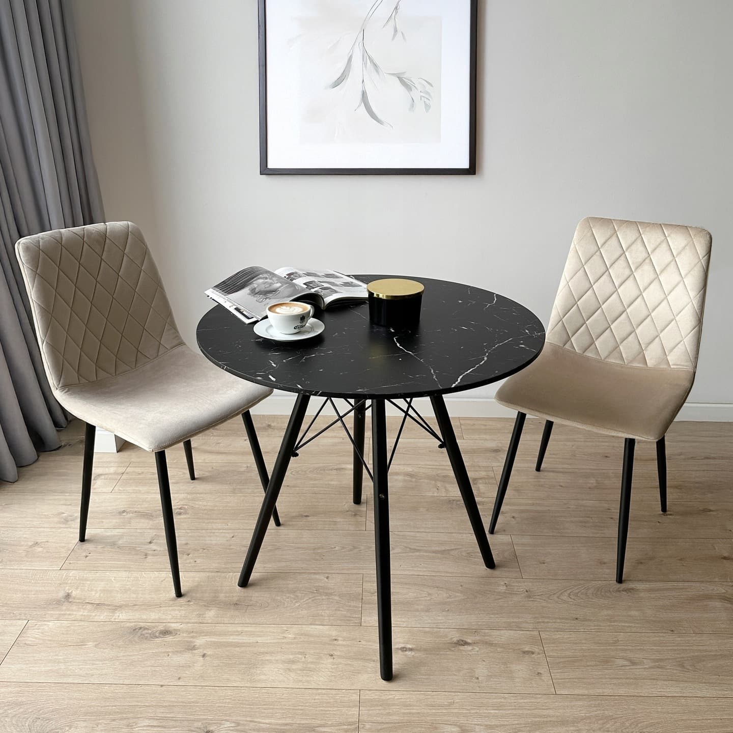 STÓŁ OKRĄGŁY 80 cm STOLIK KAWOWY LOFT DSW BRĄZOWY CZARNY BIAŁY DO SALONU JADALNI KUCHNI