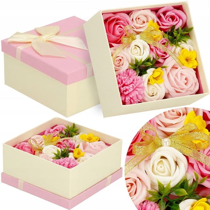 RÓŻE MYDLANE PREZENT KWIATY FLOWER BOX BUKIET NA MIKOŁAJKI PUDEŁKO RÓŻ
