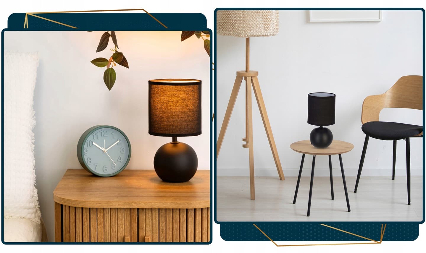 Dekoracyjna lampka nocna LAMPA ceramiczna do sypialni czarna stołowa ABAŻUR