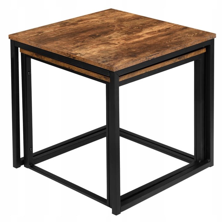 Stoliki Kawowe 2w1 Kwadratowe w Stylu LOFT Industrialnym 2 Stolik Do Salonu