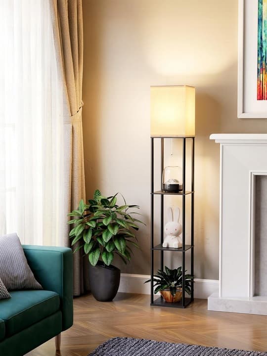 Lampa Stojąca Podłogowa Lampka LED E27 Półka Regał 2w1 Do Czytania 160cm