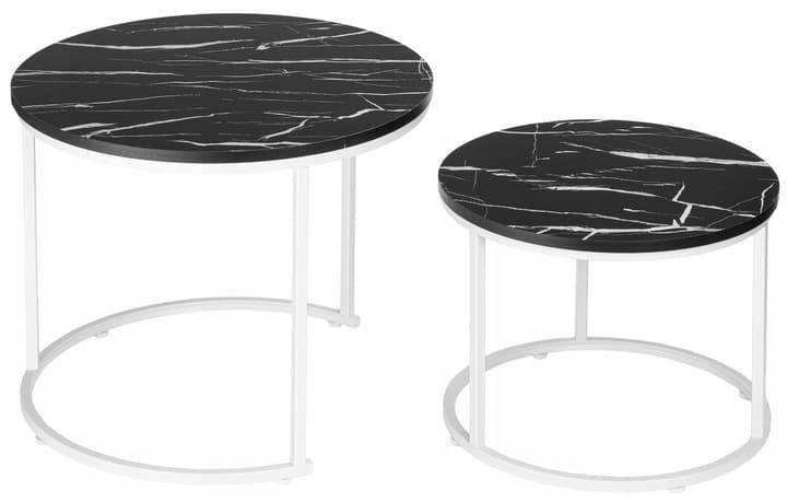 STOLIK KAWOWY 2W1 ZESTAW STOLIKÓW KAWOWYCH ŁAWA MARMUR LOFT 53 cm 43 cm