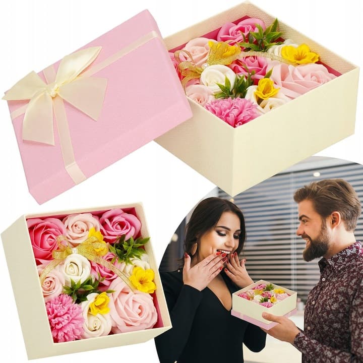 RÓŻE MYDLANE PREZENT KWIATY FLOWER BOX BUKIET NA MIKOŁAJKI PUDEŁKO RÓŻ
