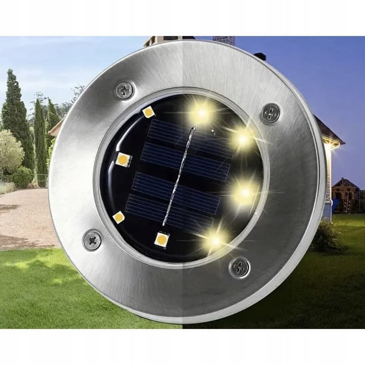Lampki Solarne Ogrodowe Najazdowe LED Zestaw 12szt Wbijane Gruntowe Dysk