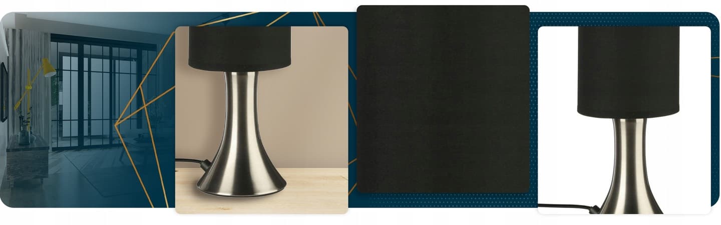 Lampka nocna czarna na dotyk LAMPA do salonu sypialni stołowa dotykowa