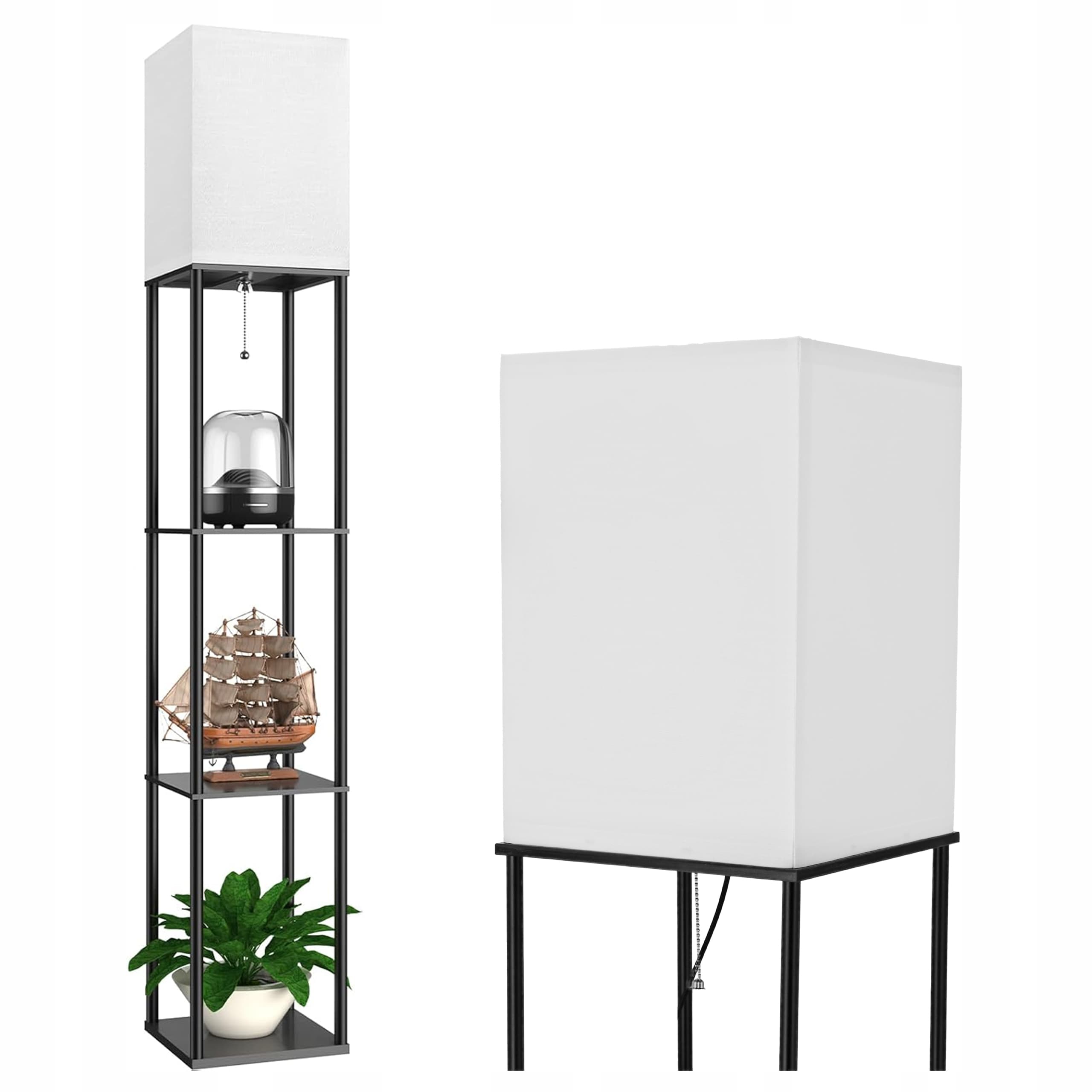 Lampa Stojąca Podłogowa Lampka LED E27 Półka Regał 2w1 Do Czytania 160cm