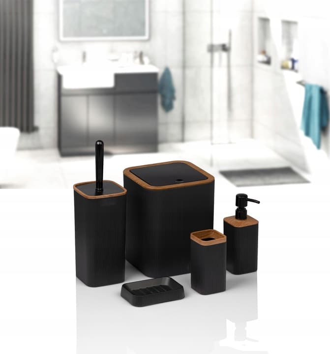 Zestaw łazienkowy Kely Square blackwood komplet do WC elegancki 5w1
