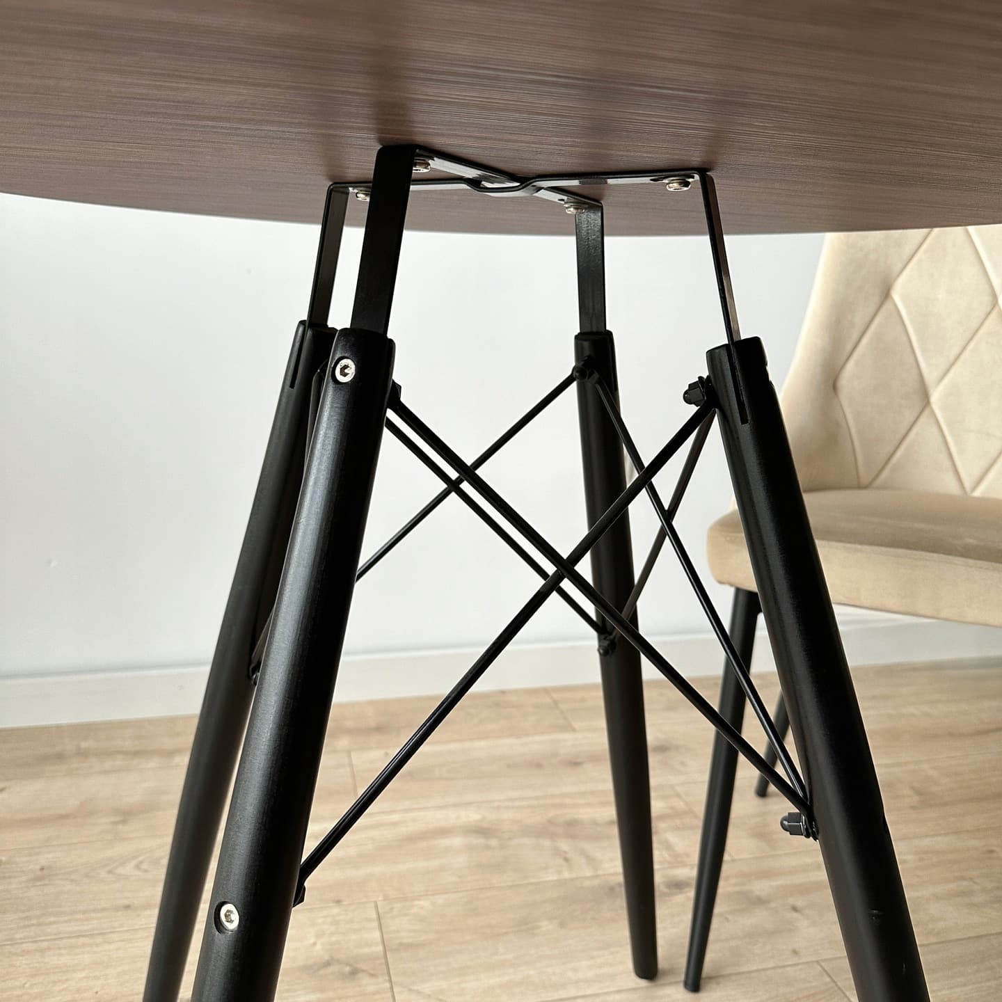 STÓŁ OKRĄGŁY 80 cm STOLIK KAWOWY LOFT DSW BRĄZOWY CZARNY BIAŁY DO SALONU JADALNI KUCHNI