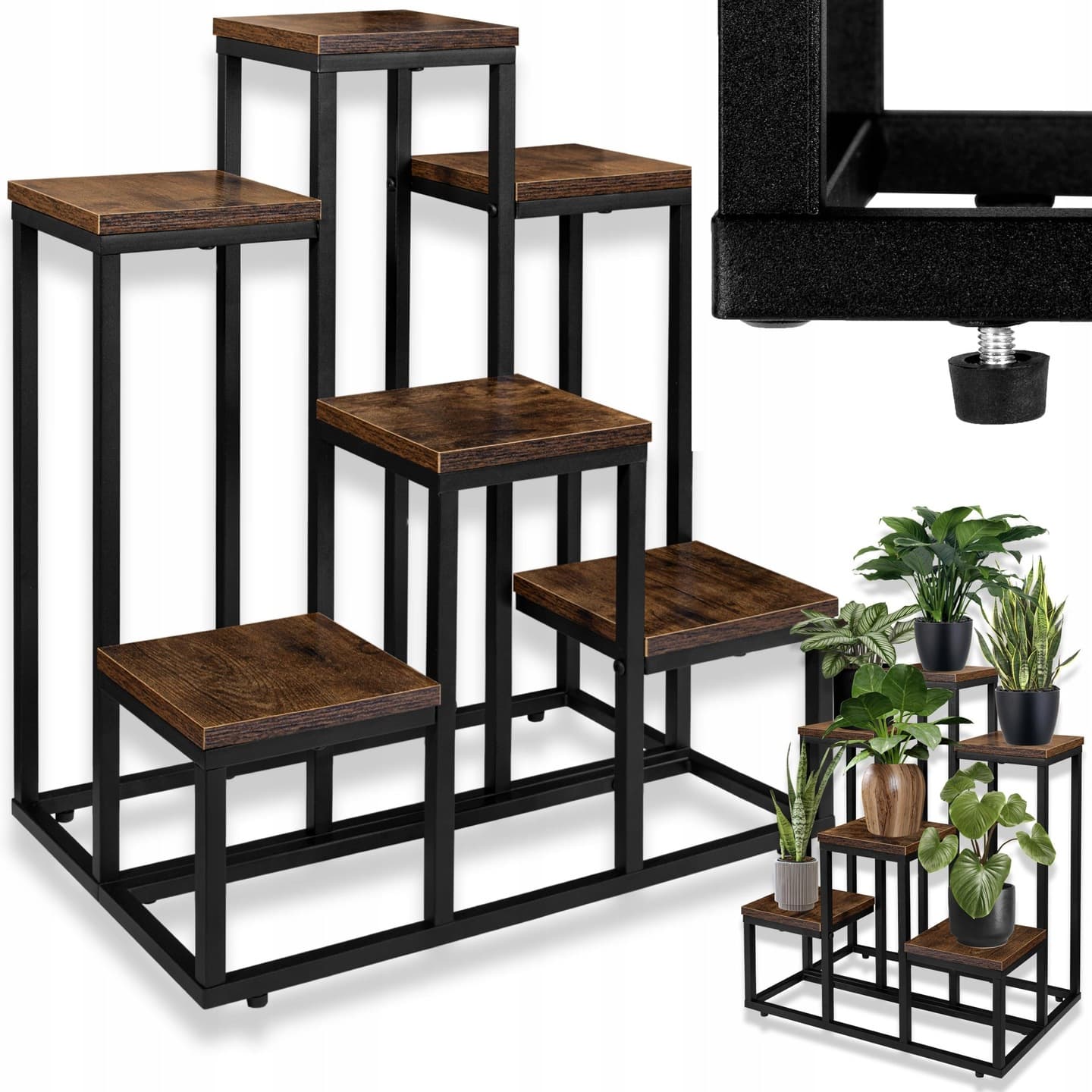 KWIETNIK STOJĄCY LOFT INDUSTRIAL STOJAK NA KWIATY RUSTYKALNY METALOWY PÓŁKI