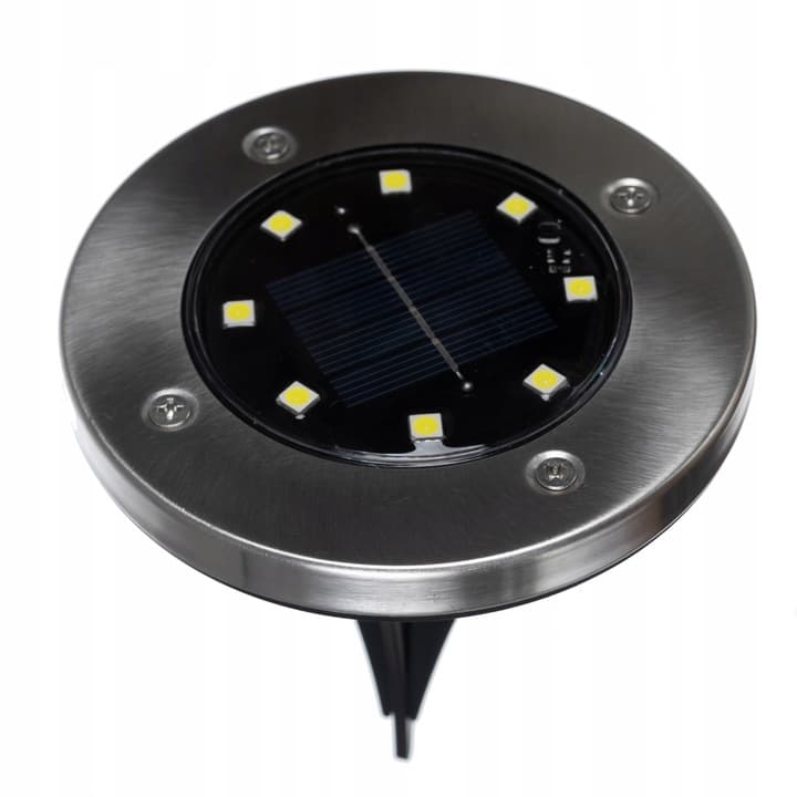 Lampki Solarne Ogrodowe Najazdowe LED Zestaw 12szt Wbijane Gruntowe Dysk