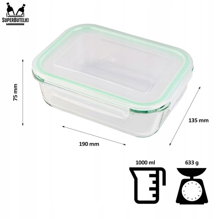 ZESTAW 4 sztuki LUNCHBOX POJEMNIK SZKLANY na ŻYWNOŚĆ SZCZELNY ŻAROODPORNY