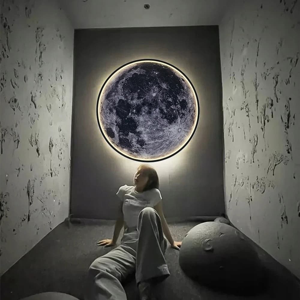 Lampa LED KSIĘŻYC MOON 3D Sufitowa Ścienna Kinkiet Plafon 60cm APKA + PILOT