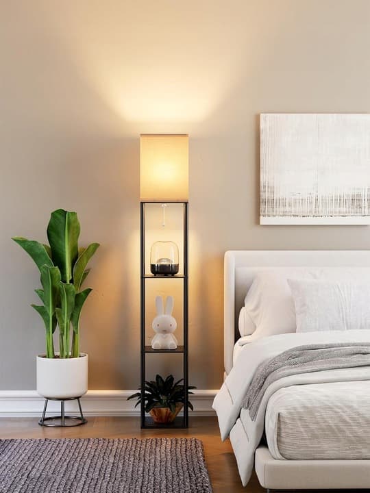 Lampa Stojąca Podłogowa Lampka LED E27 Półka Regał 2w1 Do Czytania 160cm