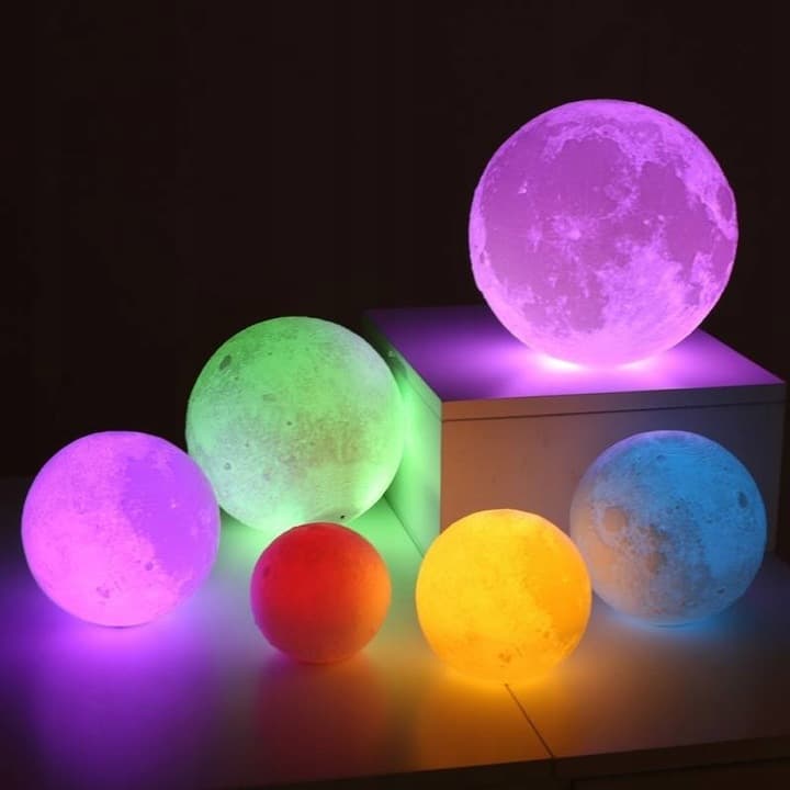 Kolorowa LAMPKA NOCNA 3D Duży Księżyc 48cm MOON MOONLIGHT LED RGB + pilot