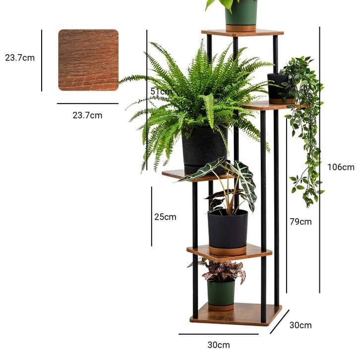 Kwietnik metalowy na kwiaty stojący wysoki 5 poziomów duży 106cm XL PALACE