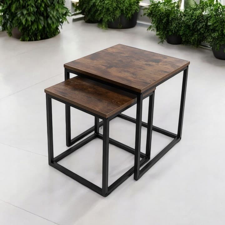 Stoliki Kawowe 2w1 Kwadratowe w Stylu LOFT Industrialnym 2 Stolik Do Salonu