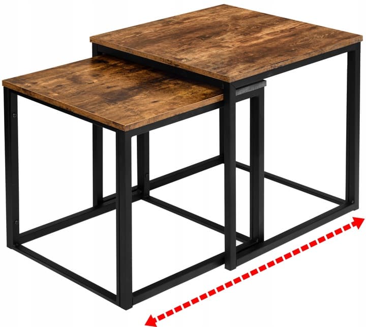 Stoliki Kawowe 2w1 Kwadratowe w Stylu LOFT Industrialnym 2 Stolik Do Salonu