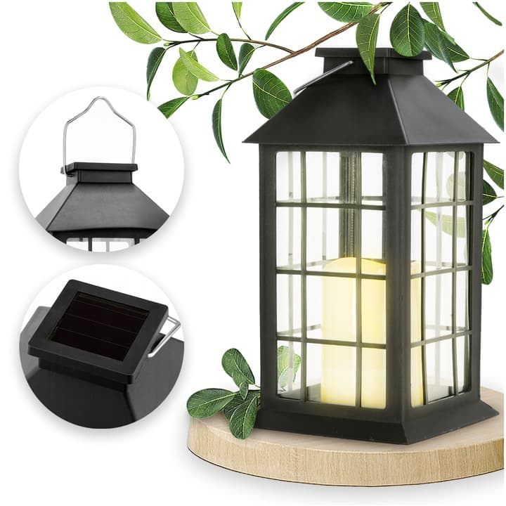 Latarnia Solarna LED Lampion Czarny Biały