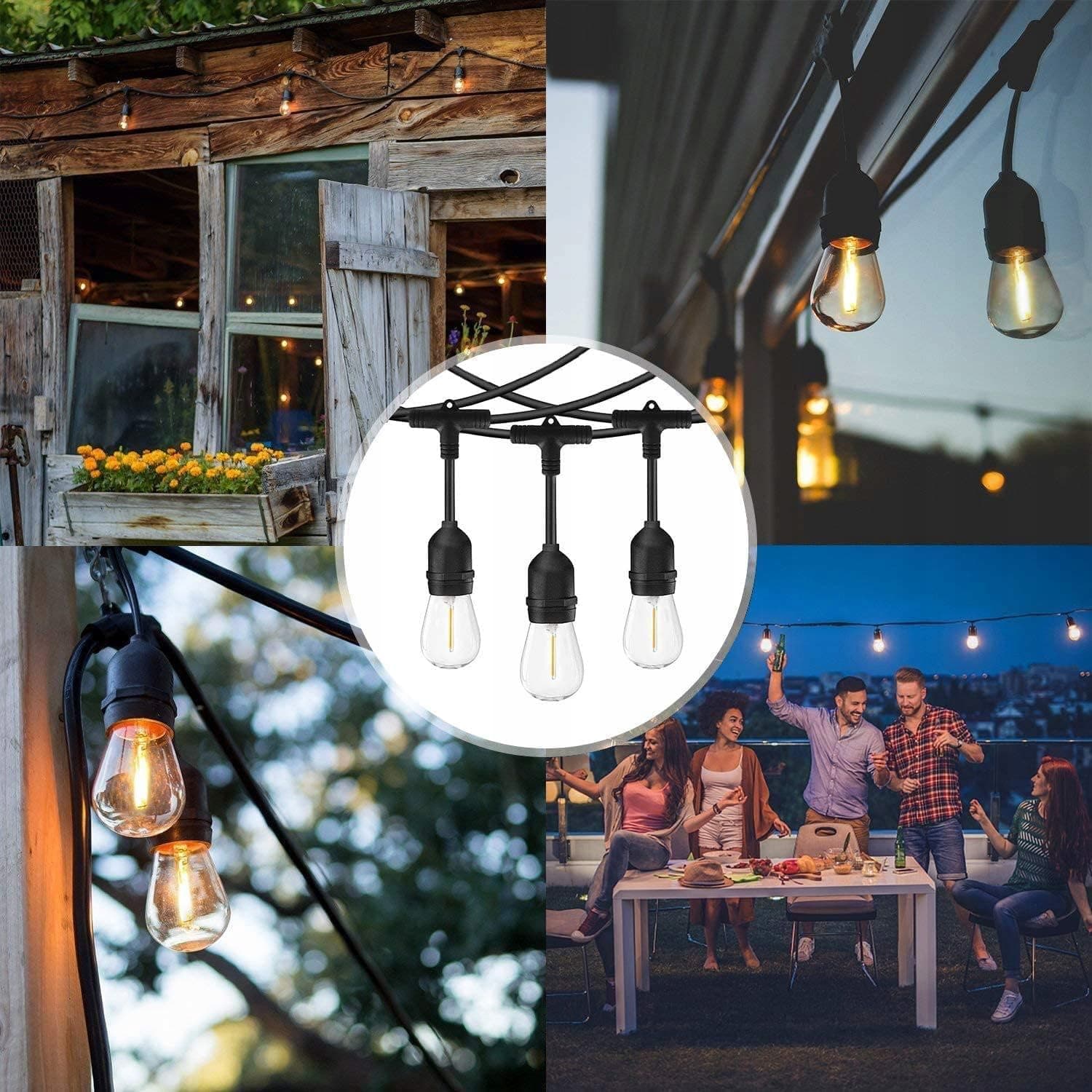 Girlanda Ogrodowa Świetlna 20M 20X Żarówka LED E27 + Przewód Wodoszczelny