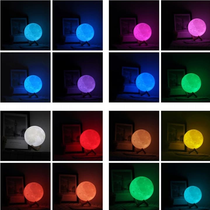 Kolorowa LAMPKA NOCNA 3D Duży Księżyc 48cm MOON MOONLIGHT LED RGB + pilot