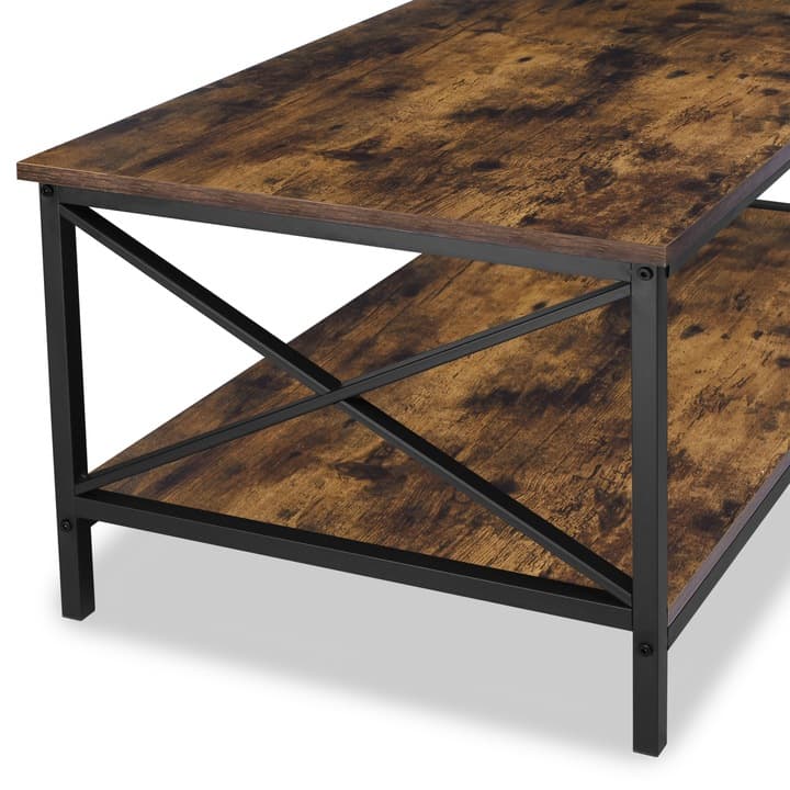 STOLIK KAWOWY RUSTYKALNY ŁAWA KAWOWA LOFT METALOWA Z PÓŁKĄ 100x55 cm