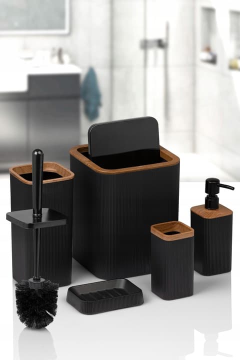 Zestaw łazienkowy Kely Square blackwood komplet do WC elegancki 5w1