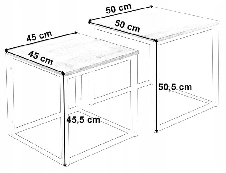 ZESTAW STOLIKÓW KAWOWYCH MARMUR 2w1 STOLIK ROZKŁADANE ŁAWA DO SALONU 50 CM
