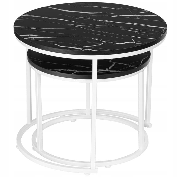 STOLIK KAWOWY 2W1 ZESTAW STOLIKÓW KAWOWYCH ŁAWA MARMUR LOFT 53 cm 43 cm