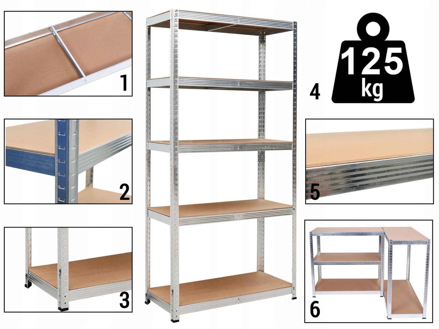 REGAŁ MAGAZYNOWY GARAŻOWY METALOWY WARSZTATOWY OCYNK 2W1 MDF 150cm 625kg