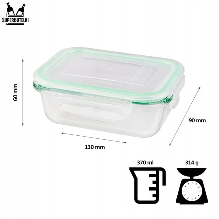 ZESTAW 4 sztuki LUNCHBOX POJEMNIK SZKLANY na ŻYWNOŚĆ SZCZELNY ŻAROODPORNY