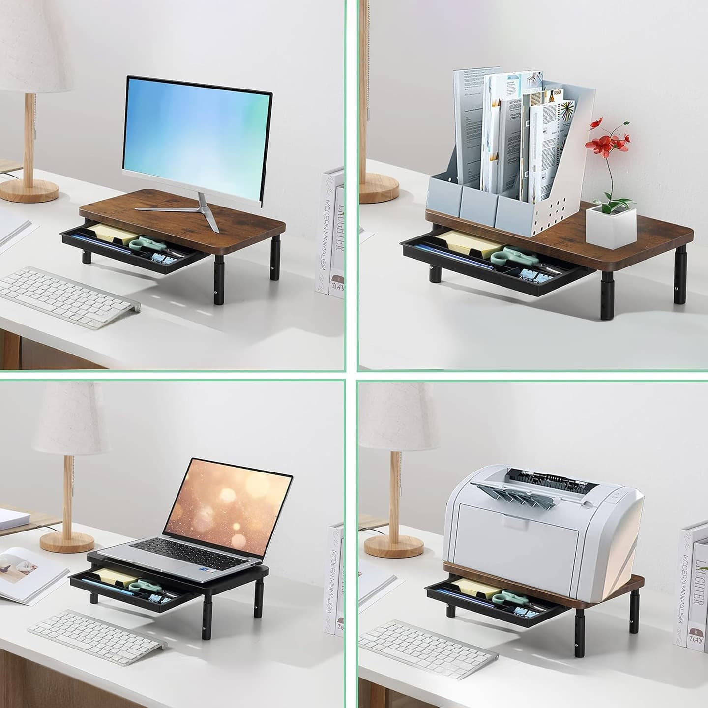 PODSTAWKA POD MONITOR LAPTOP PÓŁKA Z SZUFLADĄ NADSTAWKA REGULOWANA LOFTOWA