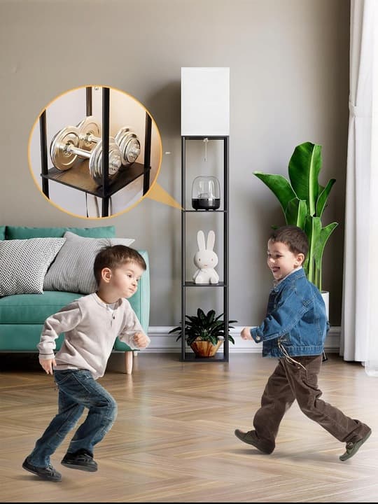 Lampa Stojąca Podłogowa Lampka LED E27 Półka Regał 2w1 Do Czytania 160cm