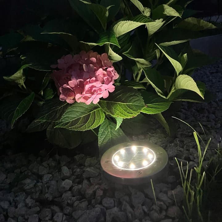 Lampki Solarne Ogrodowe Najazdowe LED Zestaw 12szt Wbijane Gruntowe Dysk