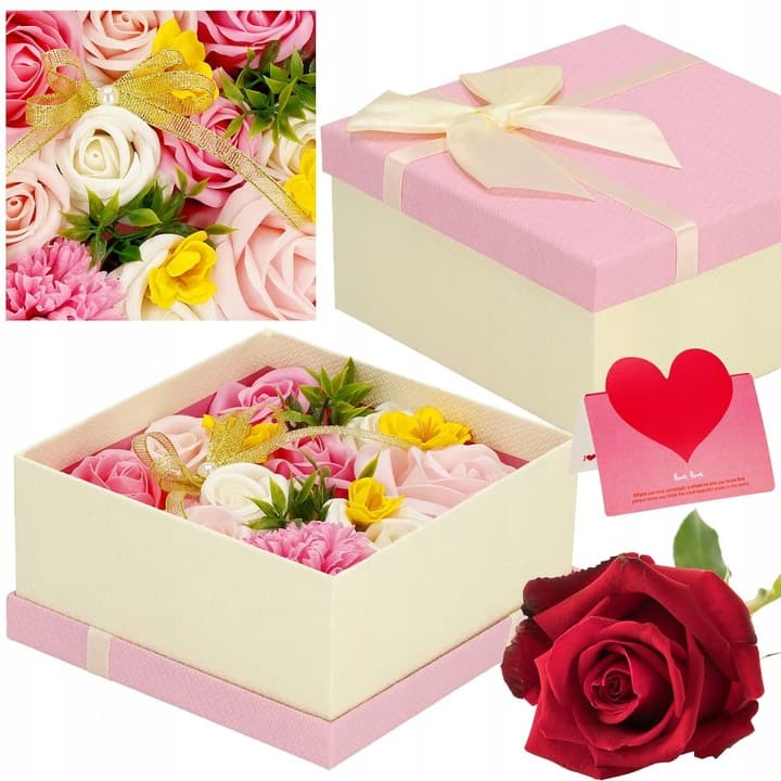 RÓŻE MYDLANE PREZENT KWIATY FLOWER BOX BUKIET NA MIKOŁAJKI PUDEŁKO RÓŻ