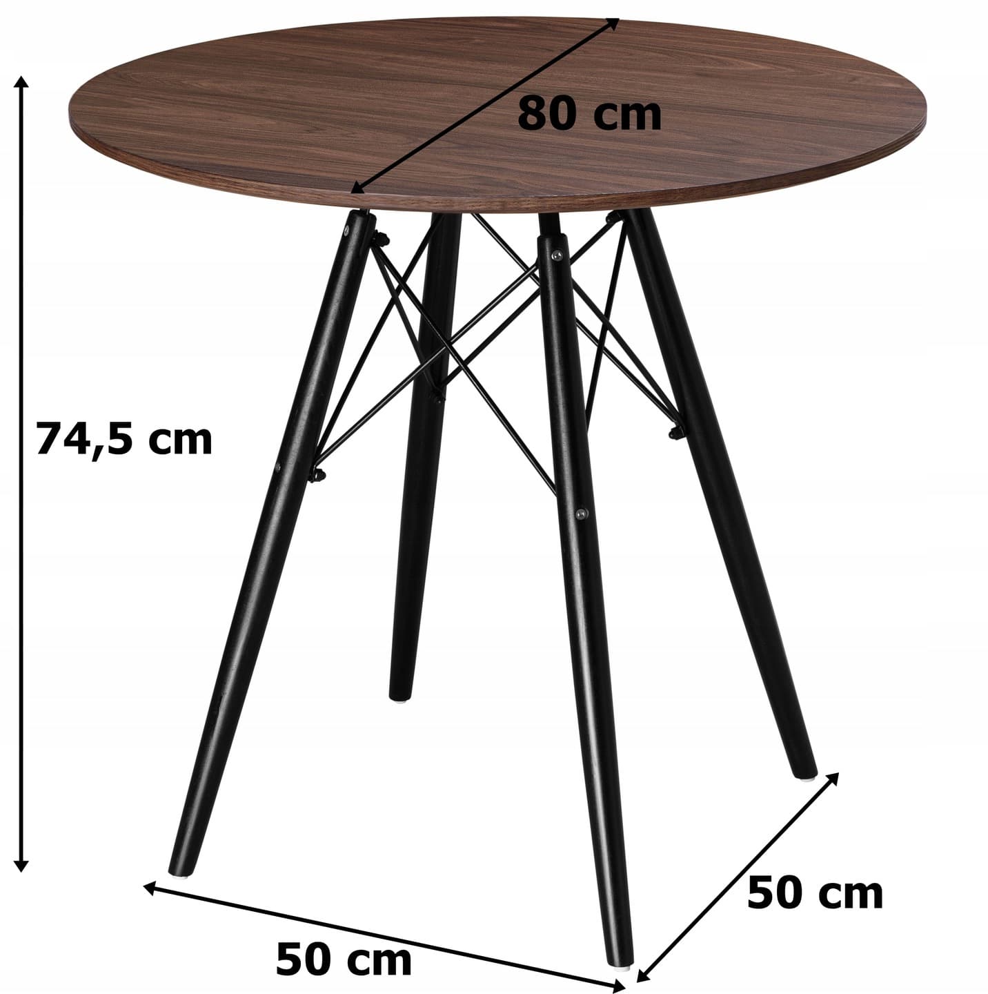 STÓŁ OKRĄGŁY 80 cm STOLIK KAWOWY LOFT DSW BRĄZOWY CZARNY BIAŁY DO SALONU JADALNI KUCHNI