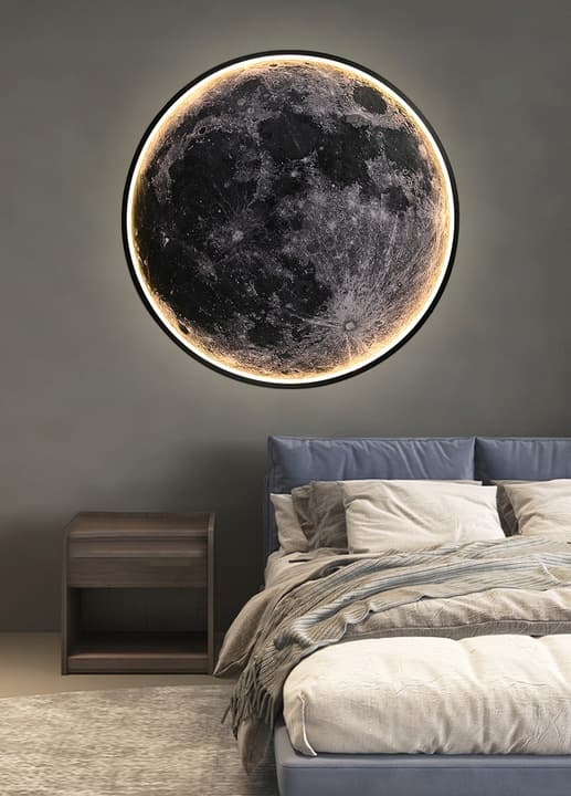 Lampa LED KSIĘŻYC MOON 3D Sufitowa Ścienna Kinkiet Plafon 60cm APKA + PILOT