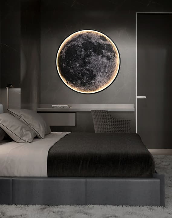 Lampa LED KSIĘŻYC MOON 3D Sufitowa Ścienna Kinkiet Plafon 60cm APKA + PILOT