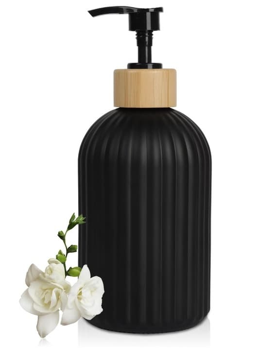 POJEMNIK DOZOWNIK DO MYDŁA PŁYNU ŻELU DYSPENSER NA MYDŁO CZARNY 400 ML