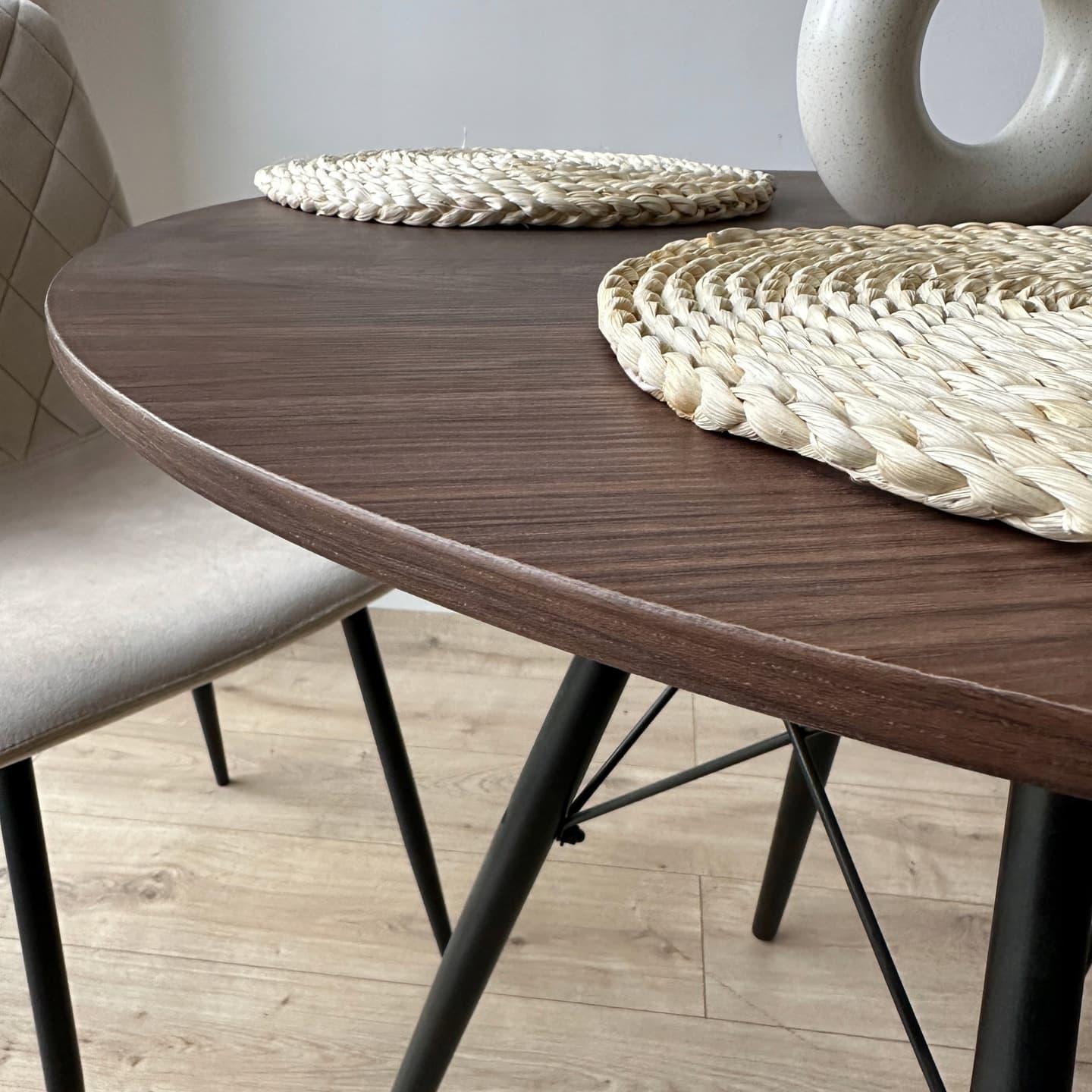 STÓŁ OKRĄGŁY 80 cm STOLIK KAWOWY LOFT DSW BRĄZOWY CZARNY BIAŁY DO SALONU JADALNI KUCHNI
