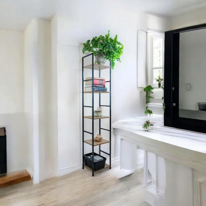 REGAŁ DREWNIANY SZAFKA NOCNA NA KSIĄŻKI AKCESORIA 5 PÓŁKA LOFT INDUSTRIALNY