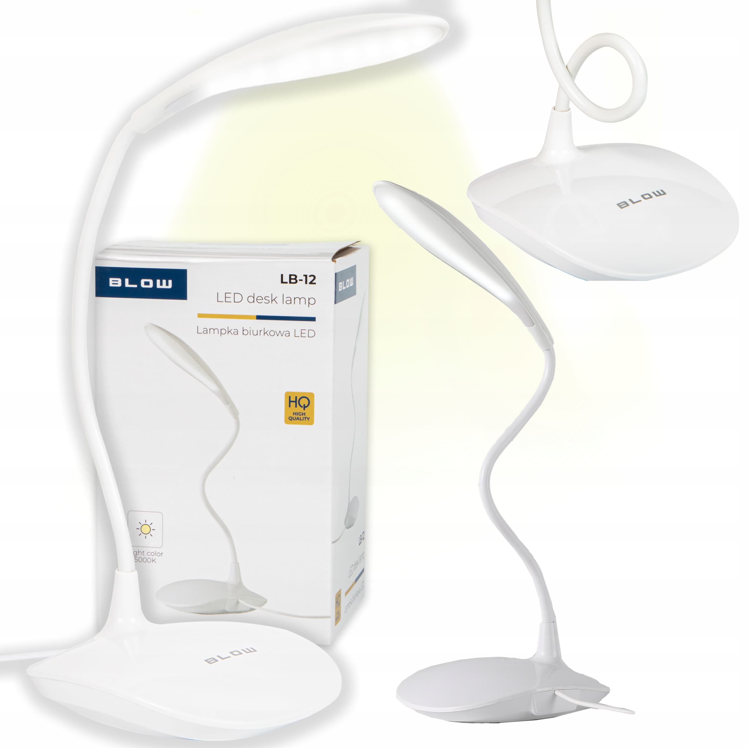 LAMPKA BIURKOWA NA BIURKO LED SZKOLNA NOCNA USB STOJĄCA BIAŁA WYGINANA HQ
