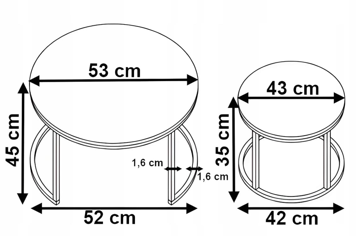 STOLIK KAWOWY 2W1 ZESTAW STOLIKÓW KAWOWYCH ŁAWA MARMUR LOFT 53 cm 43 cm
