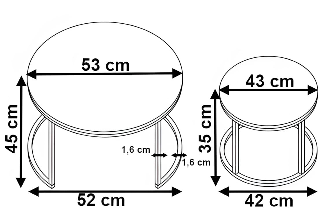 Stoliki Kawowe KOMPLET 2w1 Okrągłe Stolik x2 LOFT Industrialne Rustykalne