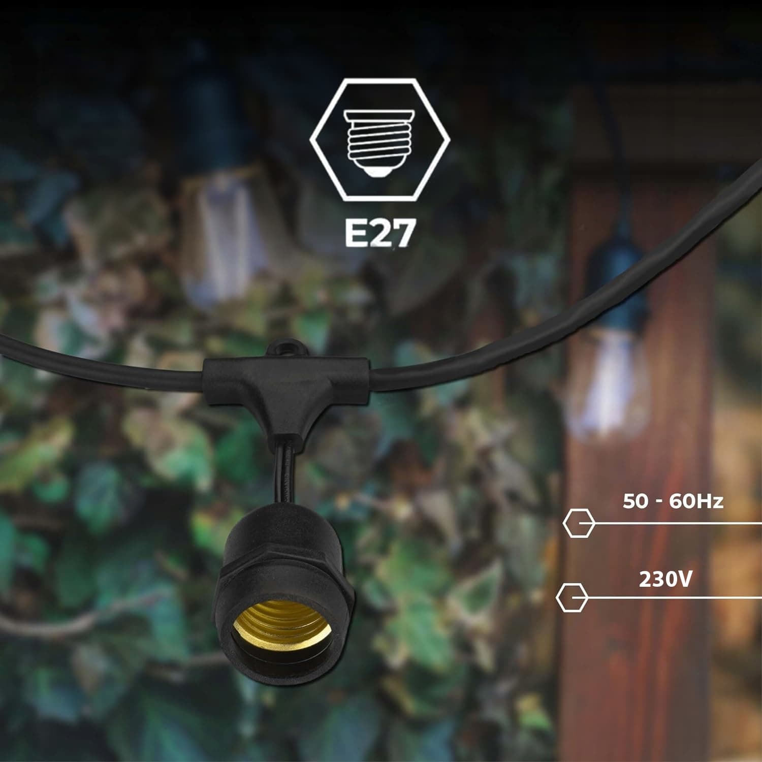 Girlanda Ogrodowa Świetlna 20M 20X Żarówka LED E27 + Przewód Wodoszczelny