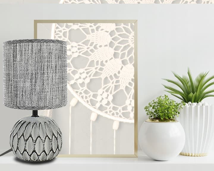 Dekoracyjna lampka nocna STOŁOWA ceramiczna do sypialni na stolik nocny