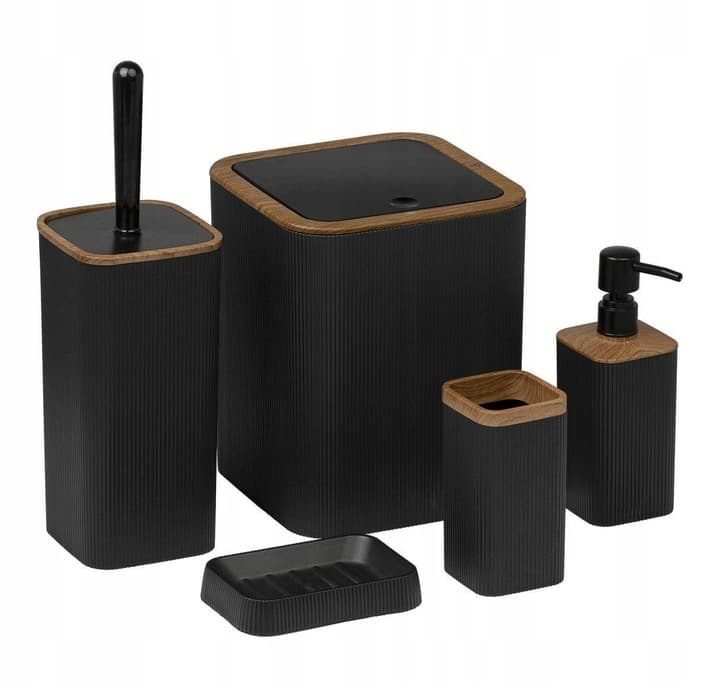 Zestaw łazienkowy Kely Square blackwood komplet do WC elegancki 5w1