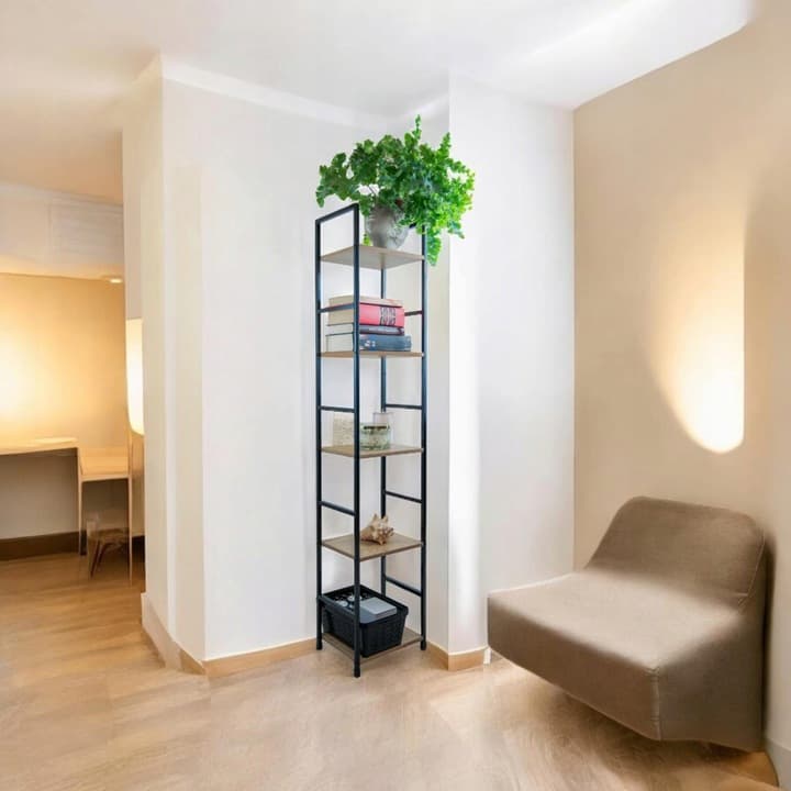 REGAŁ DREWNIANY SZAFKA NOCNA NA KSIĄŻKI AKCESORIA 5 PÓŁKA LOFT INDUSTRIALNY
