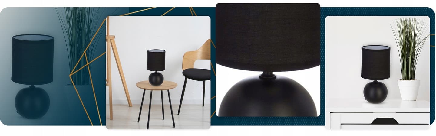 Dekoracyjna lampka nocna LAMPA ceramiczna do sypialni czarna stołowa ABAŻUR